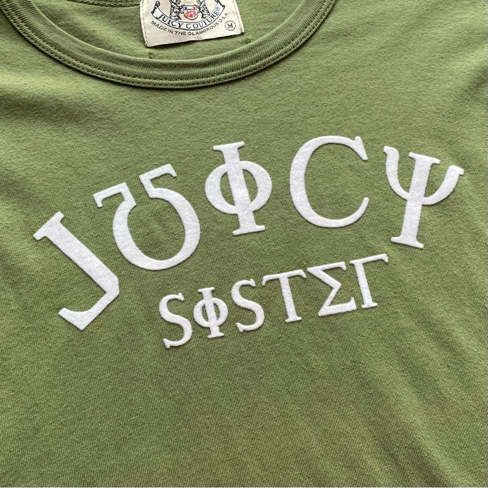 Juicy Couture “JUICY SISTER” Green y2k tee RARE - Picture 5 of 8